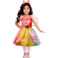 Amscan Kinderkostüm Peppa Wutz Regenbogen Kleid Flügel Gr. 98 2 - 3 Jahre | Gr.: onesize