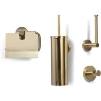 BLUE LABEL Badaccessoires in gebürstetem Gold - Toilettenpapierhalter, Toilettenbürste, Handtuchhake