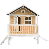 Axi Stef Spielhaus Braun/weiß mit Weiße Rutsche