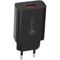 Sign Wall Charger USB-A QC 3.0, 18W, 3A - Black