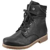 Rieker Schnürstiefelette , Damen, Gr. 36, Textil, schwarz, Lederimitat, Schuhe Schnürstiefelette, mit schaftumspielender Schnürung