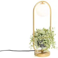 QAZQA - Art Deco Art Deco Tischlampe Gold I Messing mit weißem Glas - Isabella I Wohnzimmer I Schlafzimmer - Stahl Oval - LED geeignet G9