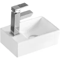 Aloni Keramik Design Handwaschbecken Weiß Hahnloch Links 30 x 18,5 x 9,5 cm