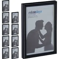 Relaxdays 10 x Bilderrahmen 10 x 15 cm schwarz Schwarz