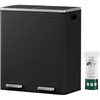 OEM Doppelkammer-Wastepaper-Korb, Moderne-Design-Müllbehälter, Pedal-Abfallbehälter mit 2 Kammern, Weichschließer, Schwarz