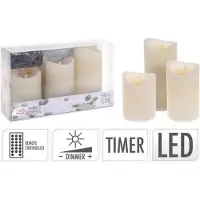 Koopman svíčka LED PLAMEN,dálk.ovl.,stmívání,časovač,SL.KOST (3ks)