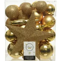 Décoris Christbaumschmuck-Set, Goldkugeln, Mix, 33-teilig, 8-5 cm