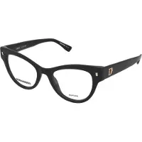 Dsquared2 D2 0070 Damen-Brille inkl. Gläser Vollrand Cat Eye Acetat-Gestell 49/19/145, schwarz