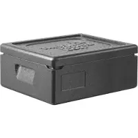 Thermo Future Box , GN 1/2 Premium, Isolierbox schwarz mit Deckel, 117 mm tief, 10 Liter, robust, nachhaltig aus EPP
