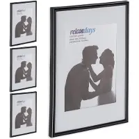 Relaxdays 4 x Bilderrahmen 20x30 cm Weiß,Schwarz