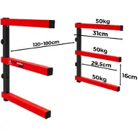 Holzmann HLR1 Stahl-Aufhängesystem für Surfbretter oder Holzbretter - 50 kg Tragkraft pro Träger