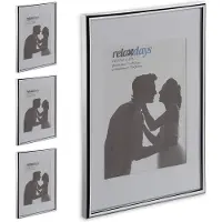 Relaxdays 4 x Bilderrahmen A4 silber Silber