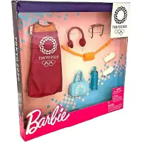 Barbie Erzählmode-Set inspiriert von den Olympischen Spielen Tokio 2020: Outfit mit 6 Accessoires, Geschenk für 3-8 Jahre