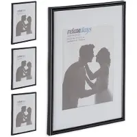 Relaxdays 4 x Bilderrahmen A4 schwarz Schwarz