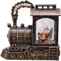 Kaemingk Weihnachts-Wasserspinner Zug mit Lichtern und Musik - 23 cm