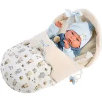 Llorens Baby Puppe Nico Blau mit Schlafsack 40 cm