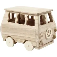 Creativ Company Deko Minibus 17x10x13cm, aus hellem Holz