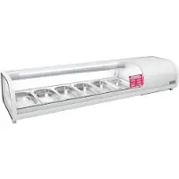 Polar Kühlvitrine für Tapas. Gebogene Frontscheibe. Kapazität: 6 x GN1/3, 152,9cm