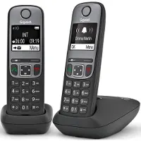 Gigaset A705 DUO, DECT-Telefon, Kabelloses Mobilteil, 100 Eintragungen, Anrufer-Identifikation, Schwarz