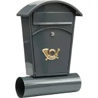 VOREL Briefkasten mit Zeitungsspender und 2 Tasten - graphit - 480x280x80 mm