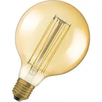 Osram Vintage 1906 LED-Lampe mit Gold-Tönung, 8,8W, 806lm, Kugel-Form mit 125mm Durchmesser & E27-Sockel, warmweiße Lichtfarbe, gerades Filament, dimmbar, bis zu 15.000 Stunden Lebensdauer