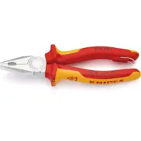 Knipex 03 06 180 T BK Kombizange isoliert mit Mehrkomponenten-Hüllen, VDE-; mit integrierter isolierter Befestigungsöse zum Anbringen einer Absturzsicherung verchromt 180 mm (SB-Karte/Blister)