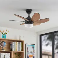 LINDBY Deckenventilator Minja, schwarz, leise, 78 cm, E14 Minja, schwarz, für Wohn- / Esszimmer, Metall, Modern