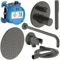 Ideal standard ceratherm - douche set met inbouwthermostaat, met huis, diameter 30 cm, mat zwart