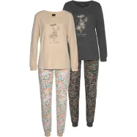 Vivance Pyjama mehrfarbig Gr. 32/34 für Damen. Mit Rundhals. Basic. Nachhaltig.