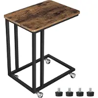 Vasagle Beistelltisch mit Rollen, Nachttisch, Sofatisch, Vintage Braun-Schwarz, 50 x 35 x 60 cm