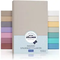 Julius Zöllner Jersey Spannbettlaken für Baby- & Kinderbett, 100% Jersey-Baumwolle, OEKO-TEX Standard 100 zertifiziert, Größe: 60x120cm / 70x140cm, 2er Pack, taupe