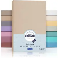 Julius Zöllner Jersey Spannbettlaken für Baby- & Kinderbett, 100% Jersey-Baumwolle, OEKO-TEX Standard 100 zertifiziert, Größe: 60x120cm / 70x140cm, 2er Pack, sand