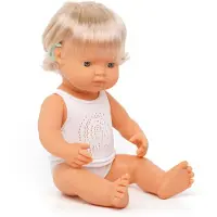 Miniland Lernpuppe 38 cm Europäisches Mädchen mit Hörgerät