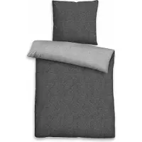 TRAUMSCHLAF Uni Melange Flanell Bettwäsche 840200 240x220 cm + 2x 80x80 cm titanium