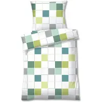 TRAUMSCHLAF Frottee Bettwäsche Karo grün 155x220 cm + 80x80 cm