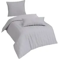 TRAUMSCHLAF Mako-Satin Bettwäsche Uni Streifen 4 cm 155x200 cm + 80x80 cm silber