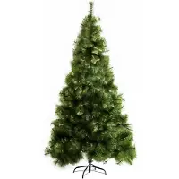HOMCOM Künstlicher Weihnachtsbaum 2,1 m Christbaum Tannenbaum 505 Äste Dichte Zweige einfacher Aufbau Authentischer Christbaum mit Metallständer PET Metall Grün Ø90 x 210 cm