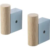 Muuto Attach Hook Set of 2 Oak/Pale Blue - , Multicolor, Holz