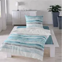 TRAUMSCHLAF Seersucker Bettwäsche Wellen 240x220 cm + 2x 80x80 cm