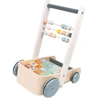 Janod Sweet Cocoon - Holz Lauflernwagen mit ABC Bausteinen und Abakus
