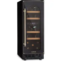 Klarstein Vinovilla Victoria 17 Duo Weinkühlschrank | 2 Kühlzonen | Touch | 17 Flaschen | 4 Regale Schwarz / Antik-Gold-Metallic