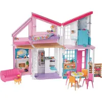 Barbie Malibu Ferien-Haus (klappbar), Puppenhaus inkl. Möbel & Zubehör