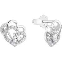 Amor Ohrstecker für Damen, 925 Sterling Silber, Zirkonia (synth.) |Herz amor Silber