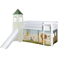 Ticaa kindermobel Rutschbett mit Turm "Kasper" Kiefer Weiß Motiv Ticaa Safari