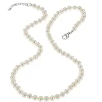 Zeeme Collier 925/- Sterling Silber Süßwasserzuchtperle 42+3cm Glänzend ZEEme Weiß