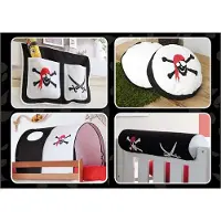 Ticaa kindermobel Kinder Hochbett Zubehör Set 4-teilig Ticaa Pirat Schwarz-Weiß