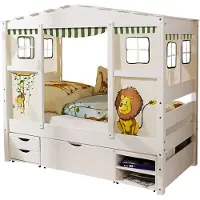 Ticaa kindermobel Hausbett Mini mit Bettkasten "Safari" Kiefer Weiß Ticaa Weiß