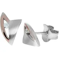 Zeeme Ohrstecker 925/- Sterling Silber Zirkonia weiß 0,6cm Glänzend ZEEme Mehrfarbig
