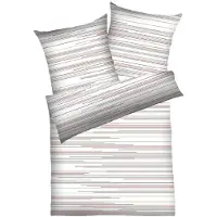 Dyckhoff Weichfrottier Bettwäsche 'Nadelstreifenblöcke' 135 x 200 cm Rot - Grau