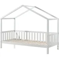 Vipack Dallas 1 Hausbett mit seitlicher Umrandung 90 x 200 cm Liegefläche, Weiß